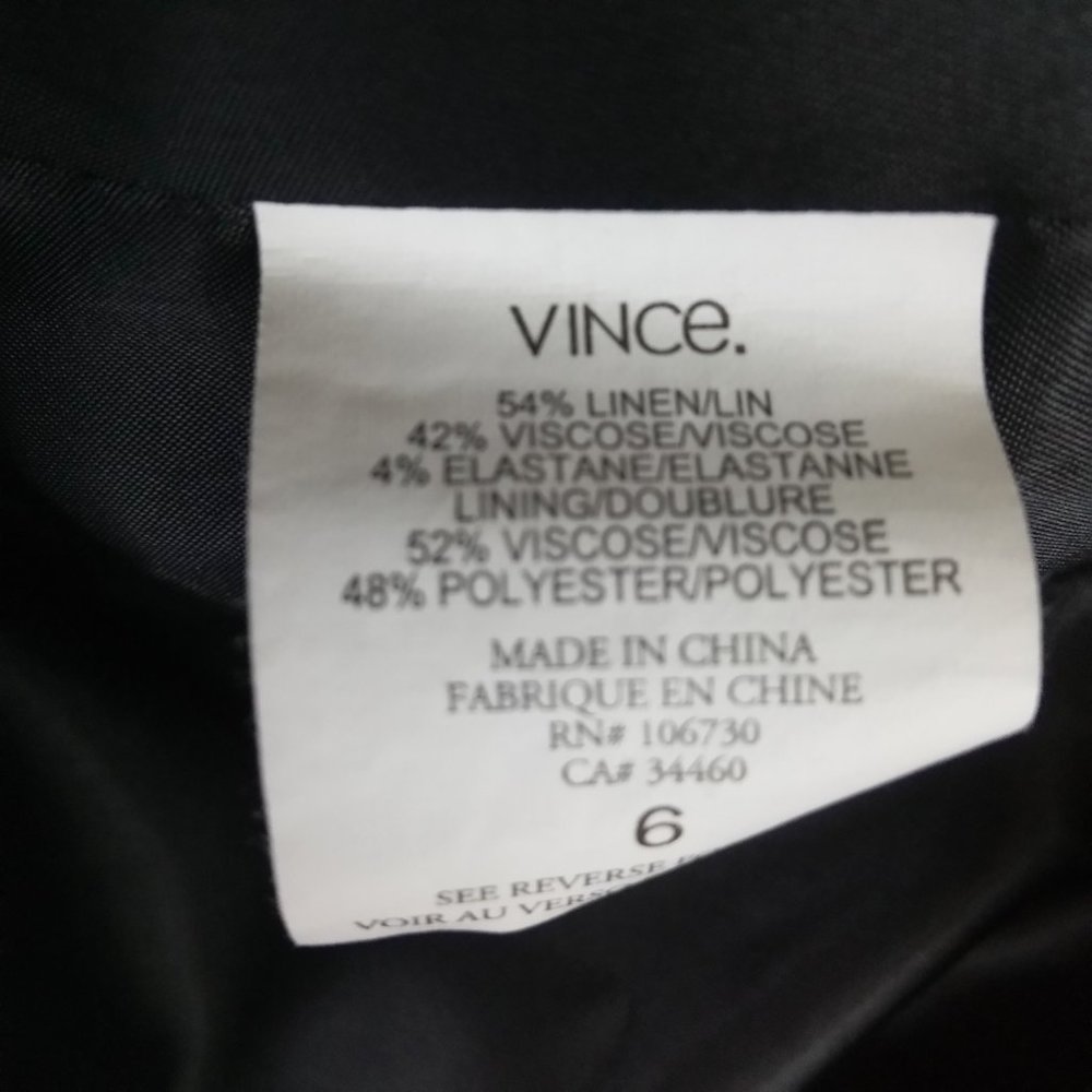 Vince Black Linen Blend Single-Breasted Blazer - Picture 6 of 10